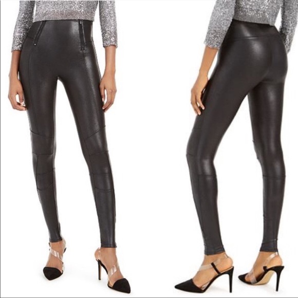 Spanx Fauxleather Hip Zip Leggings 